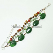สร้อยข้อมือหิน รูปไข่ (สีเขียว)